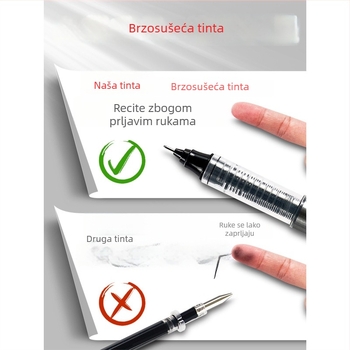 Crna gel olovka s tekućim atramentom, rollerball s kapicom, brzo sušeća, za učenike srednje škole