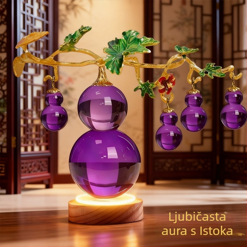 Minimalistička ukrasna figura u obliku bundeve za dom, ljubičasti ametist kristal za dnevni boravak i hodnik