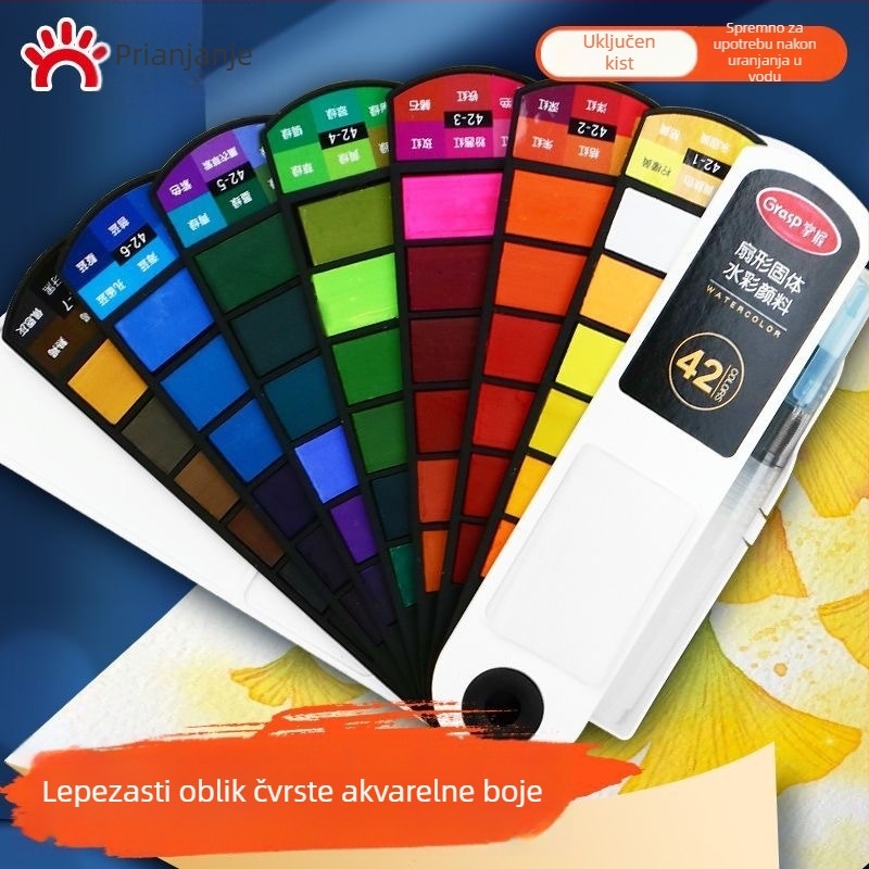 Master gouache set u obliku ventilatora, 24 boja, prijenosna kutija za crtanje