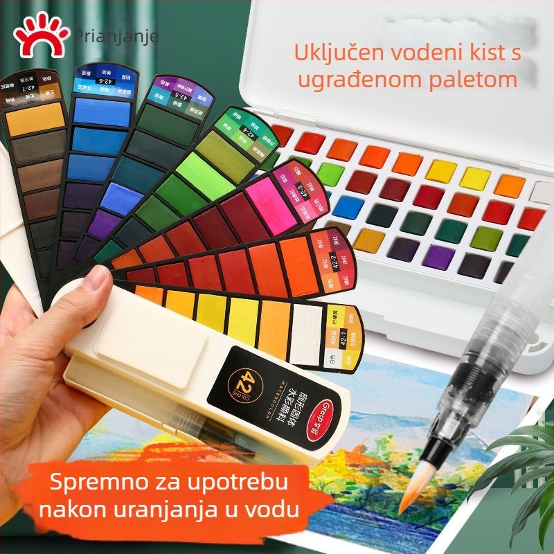 Master gouache set u obliku ventilatora, 24 boja, prijenosna kutija za crtanje