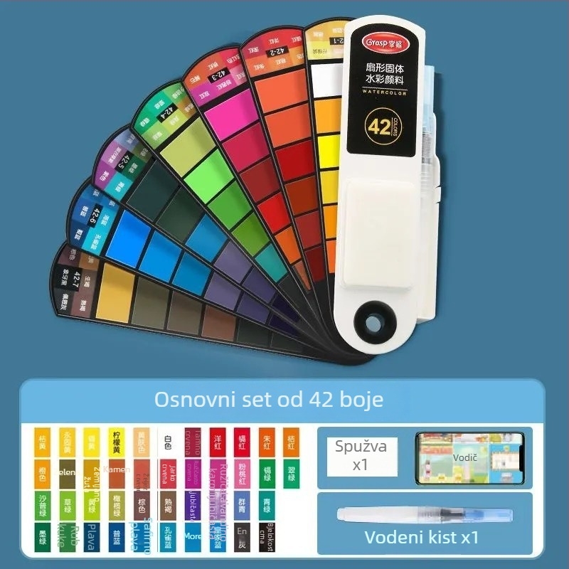 Master gouache set u obliku ventilatora, 24 boja, prijenosna kutija za crtanje