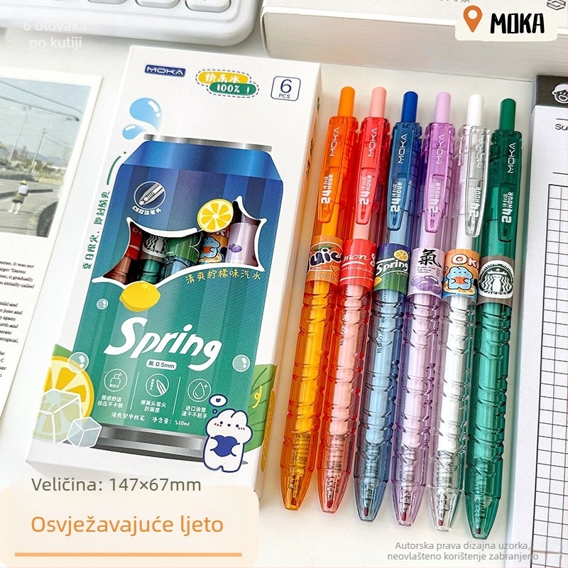 Novo studentsko gel pero 0,5 mm, crno tinta, klik mehanizam, za ispite i vježbanje, elegantan ljetni dizajn