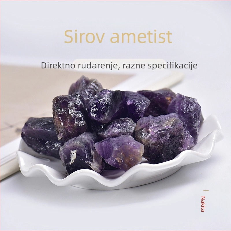 Prirodni neobrađeni ametist, tamno ljubičaste i svijetlo ljubičaste boje, difuzijski kamen za aromaterapiju bez plamena, dekorativni predmet.