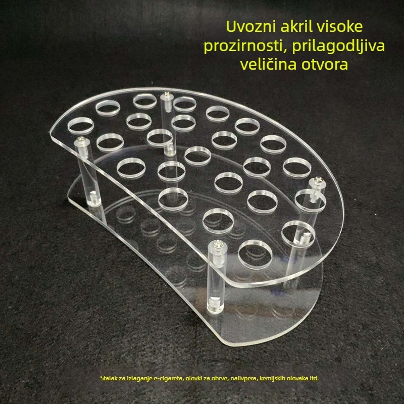 Prozirni akrilni izložbeni stalak za olovke za obrve, četkice za šminku, olovke za elektroničku cigaretu i kuglične olovke