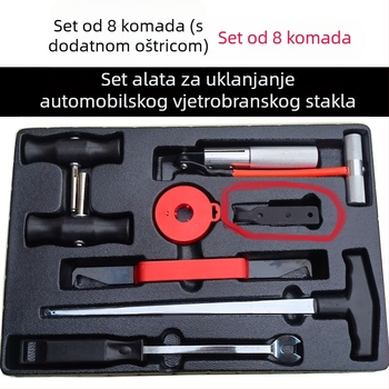Set alata za demontažu i montažu vjetrobrana, 8-dijelni set alata za automobilsku staklo s čeličnim kabelom