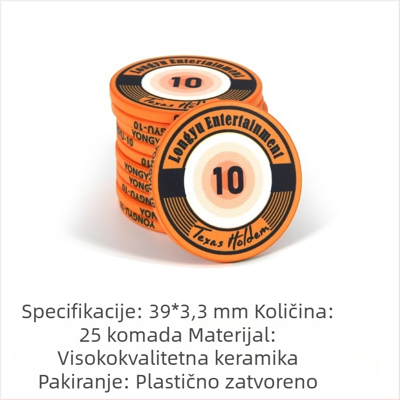 Keramički žetoni Texas Hold'em, 39 mm, set od 1000 komada, vrhunske kvalitete za poker i igre s kartama