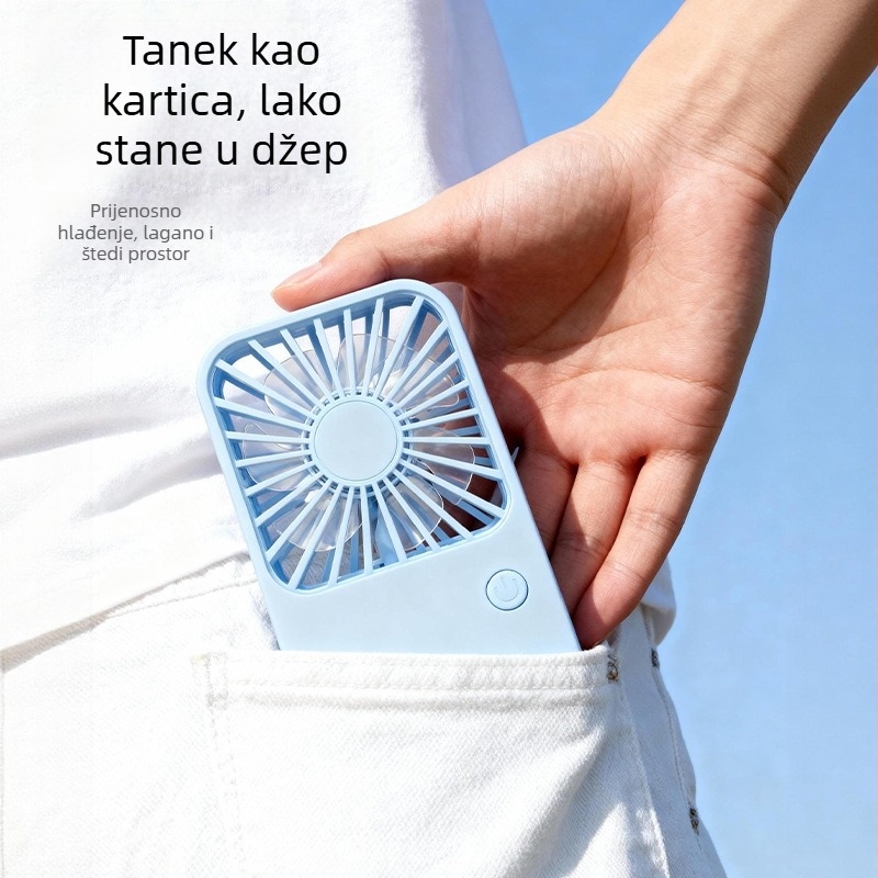 2026 novi model: ručni mini ultra-tanki stolni ventilator s USB napajanjem i ugrađenom baterijom