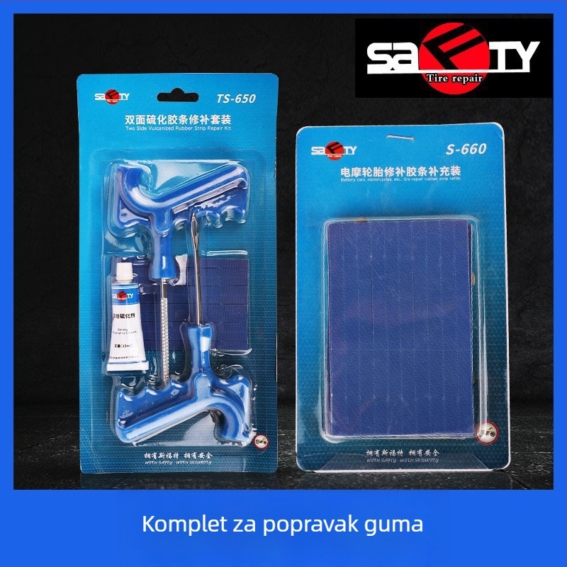 Siford set alata za popravak guma s gumenim trakom, za bezdušne gume, za motocikle i električna vozila, visokokvalitetni vulkanizirani gumeni trak, brza popravka guma
