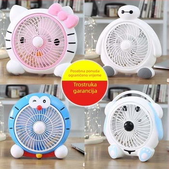 Ljetni mali crtani električni ventilator — mini stolni ventilator za dom i ured, 3 lopatice, DC motor bez četkica, model K-31, 220V, 20W