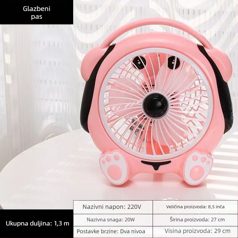 Ljetni mali crtani električni ventilator — mini stolni ventilator za dom i ured, 3 lopatice, DC motor bez četkica, model K-31, 220V, 20W