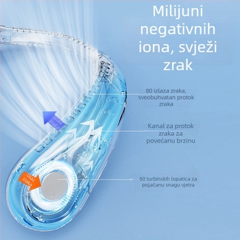 Novi mini bez lopatica ventilator za vrat, tih, prijenosni USB rashladni uređaj za vanjsku upotrebu