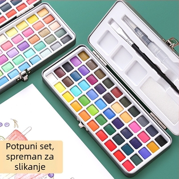 Set čvrstih akvarela, prijenosni za učenike umjetnosti, 50/72/90/100/128 boja