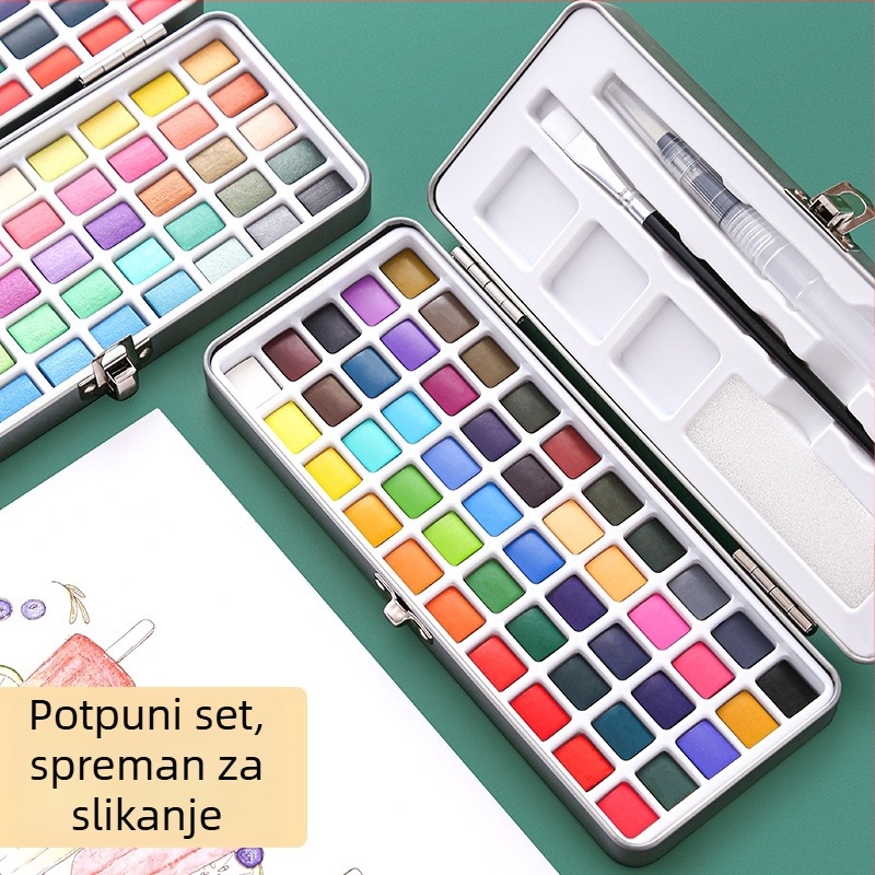 Set čvrstih akvarela, prijenosni za učenike umjetnosti, 50/72/90/100/128 boja