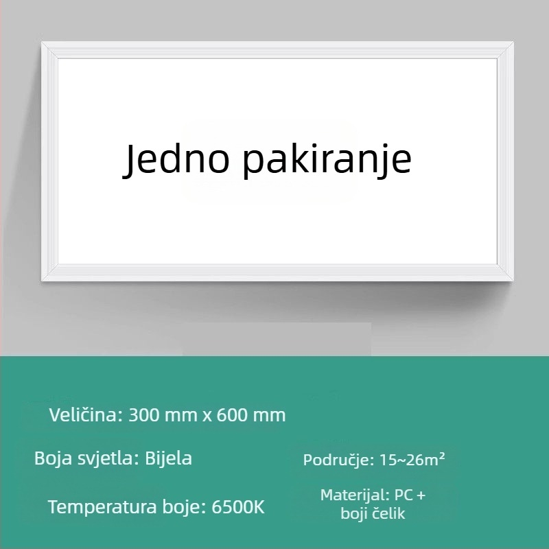 Integrirano LED stropno svjetlo – panel 300x300 mm, plosnati panel za kuhinju i kupaonu, ugradbeno stropno svjetlo s aluminijskim panelom