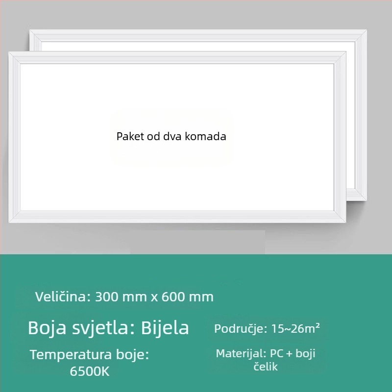 Integrirano LED stropno svjetlo – panel 300x300 mm, plosnati panel za kuhinju i kupaonu, ugradbeno stropno svjetlo s aluminijskim panelom