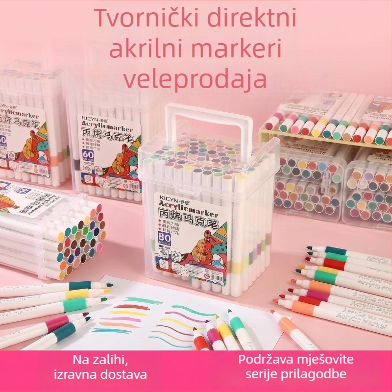 Novi akrilni marker s prijenosnom kantom za dječju umjetnost – akvarelni markeri, DIY, perivi