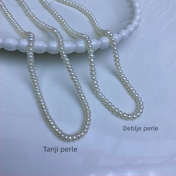 3-4 mm plosnate perle od prirodnih slatkovodnih bisera - labave perle za DIY nakit - komadić za ogrlicu