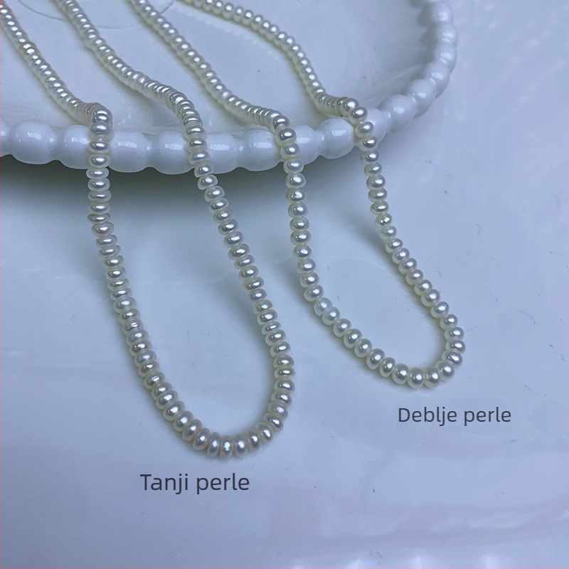 3-4 mm plosnate perle od prirodnih slatkovodnih bisera - labave perle za DIY nakit - komadić za ogrlicu