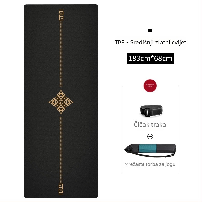 Nagoudi joga prostirka, TPE, protuklizna, 1830×680×6 mm, za kućnu upotrebu, geometrijski uzorak