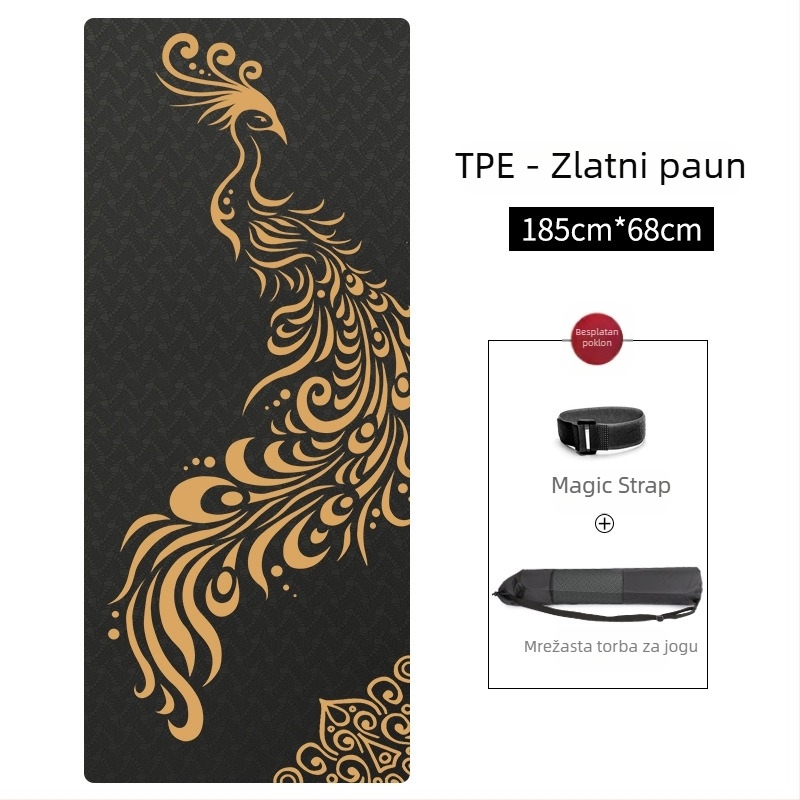 Nagoudi joga prostirka, TPE, protuklizna, 1830×680×6 mm, za kućnu upotrebu, geometrijski uzorak