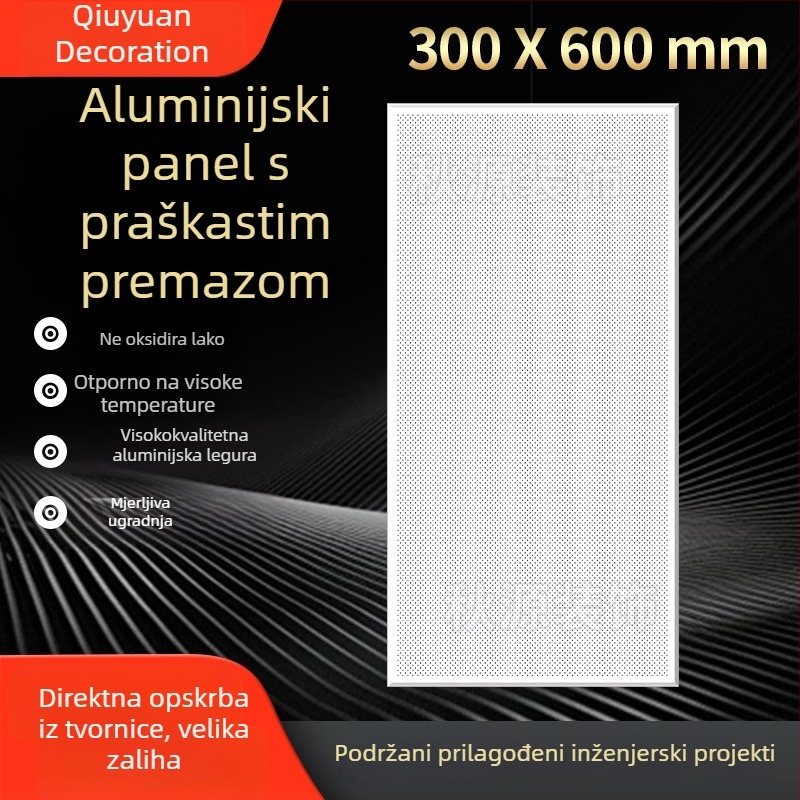 Perforirana aluminijska ploča premazom u prahu, 300x600, za stropove kuhinje, kupaonice i balkona