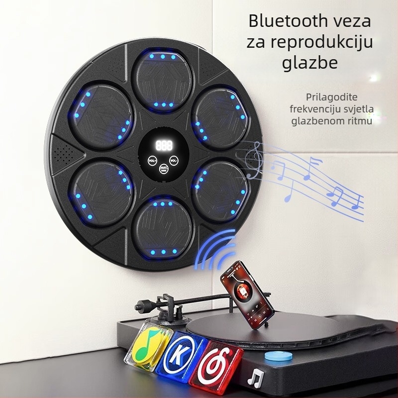Inteligentna zidna meta za boksački trening s Bluetoothom i glazbom, za odrasle