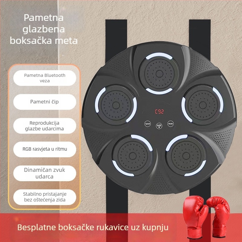 Inteligentna zidna meta za boksački trening s Bluetoothom i glazbom, za odrasle