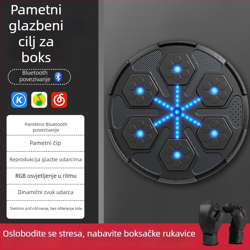 Inteligentna zidna meta za boksački trening s Bluetoothom i glazbom, za odrasle