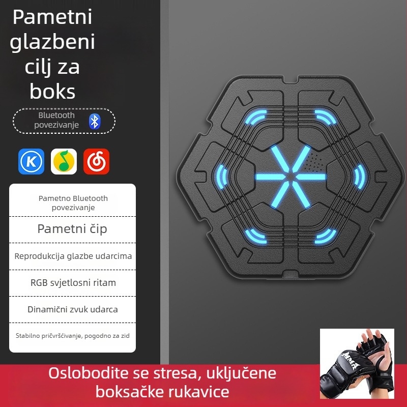 Inteligentna zidna meta za boksački trening s Bluetoothom i glazbom, za odrasle