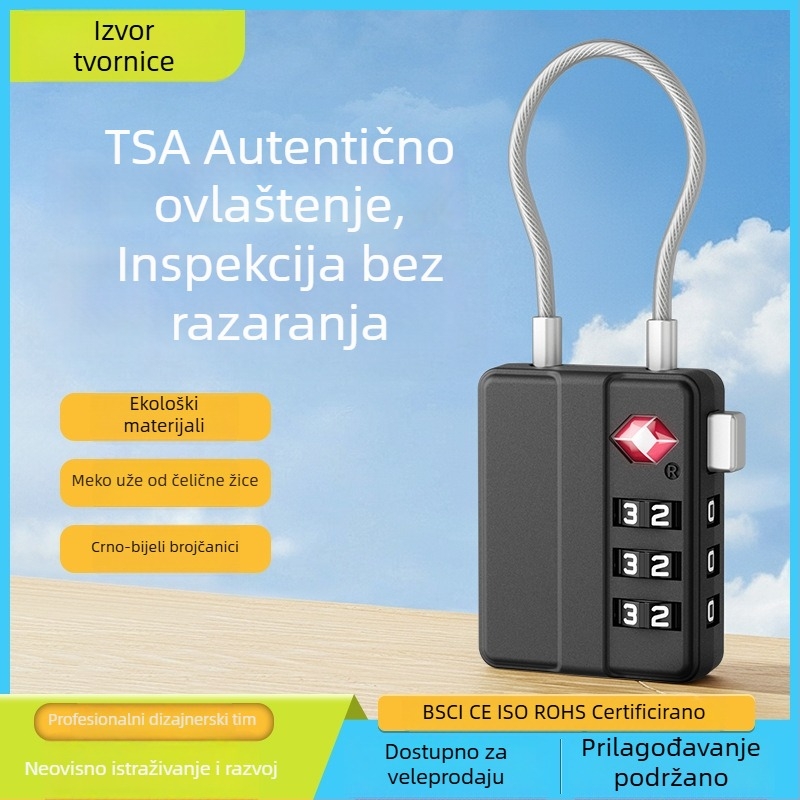 Novi brava za kovčeg s kodom, čelični kabel, ABS, TSA odobren