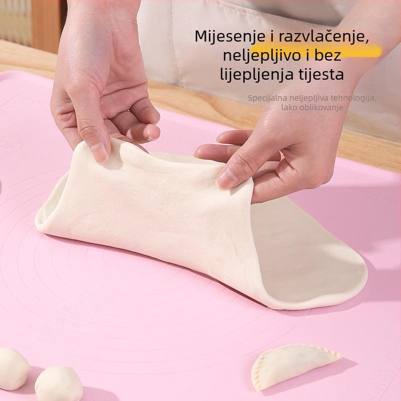 Debeli silikonski podložak za mijesanje, protuklizni, prehrambene kvalitete, nelepiva površina za tijesto za kruh