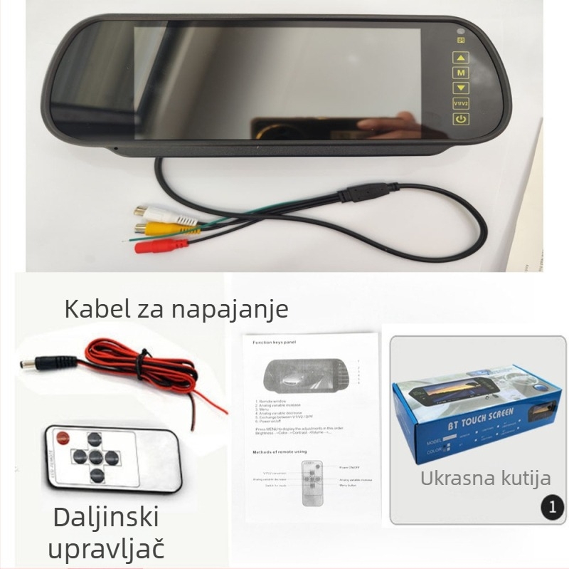 7-inčni zaslon u automobilu u retrovizoru, HD Bluetooth, dodirni zaslon, slika za vožnju unatrag