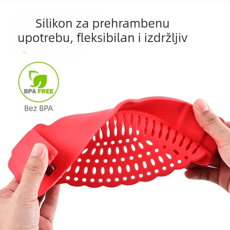 Silikonski klip za odvodnju na rub lonca, filtr za povrće i tjesteninu, sprječavanje prolijevanja