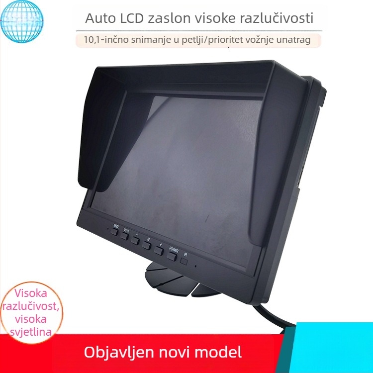 10,1-inčni auto LCD monitor s cikličkim snimanjem videa i prioritom za vožnju unazad, široko napajanje 12V-24V