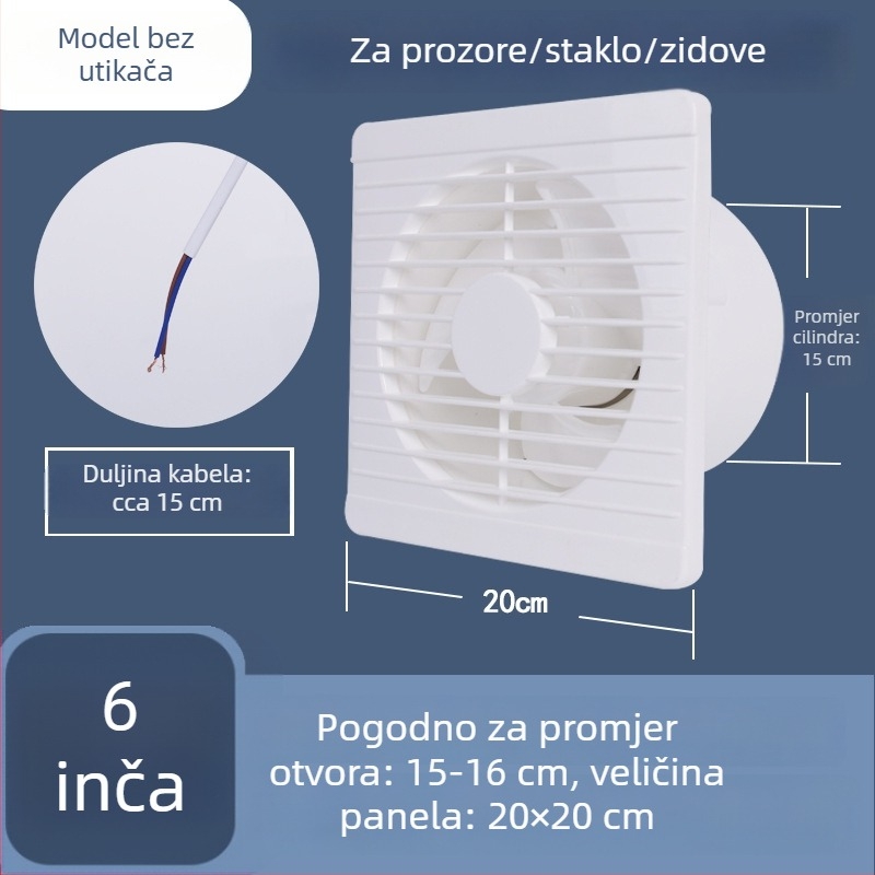 Ventilator za odvod zraka iz kupaonice i kuhinje, snažna ventilacija, kućna upotreba