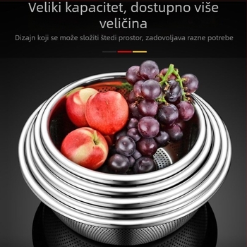 Nehrđajući čelični koš za odvod za pranje povrća i voća, cjedilo za rižu i tijesto, posuda za odvod hrane