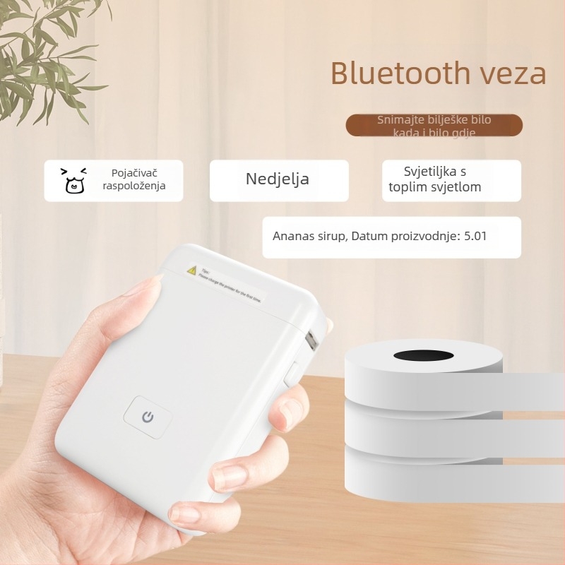 Termični printer za etikete, Bluetooth, kompaktan kućni prijenosni uređaj, džepne veličine, samoljepljive etikete