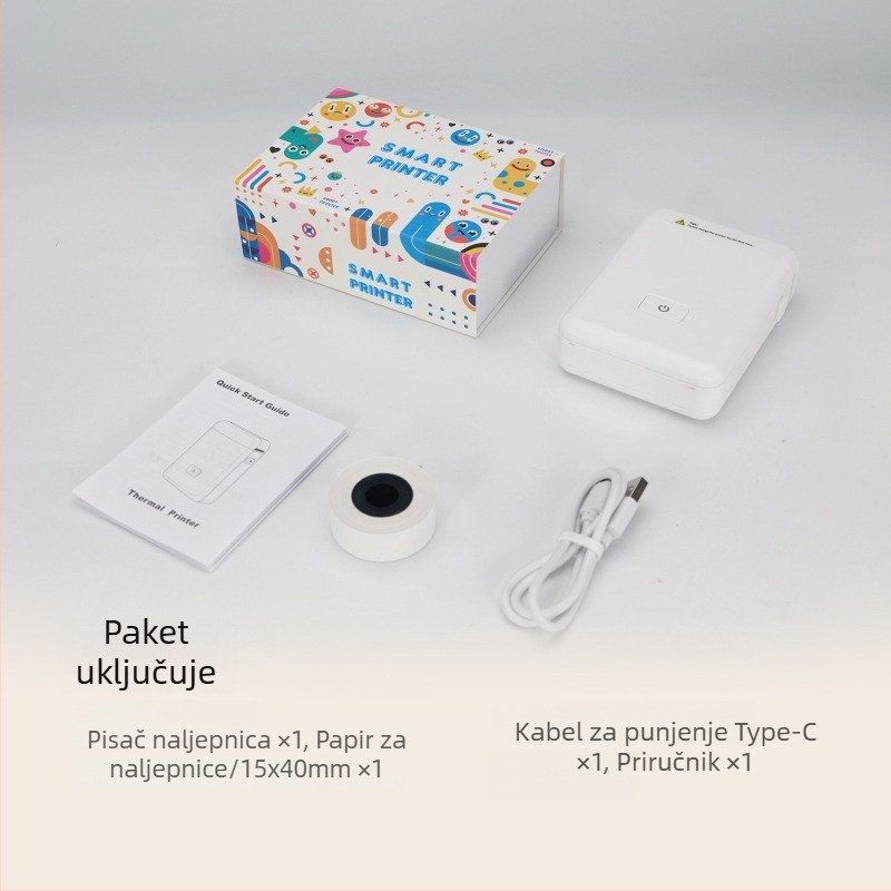 Termični printer za etikete, Bluetooth, kompaktan kućni prijenosni uređaj, džepne veličine, samoljepljive etikete