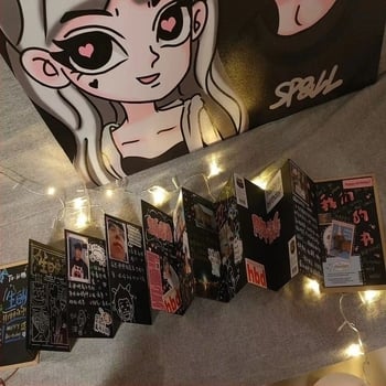Fotoalbum s crnim koricama, akordeonski stil, DIY sklopiva 3D pop-up knjiga za parove, poklon za maturu