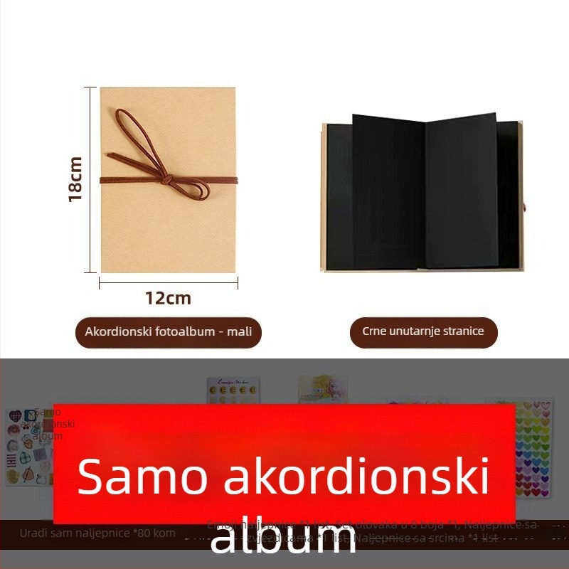 Fotoalbum s crnim koricama, akordeonski stil, DIY sklopiva 3D pop-up knjiga za parove, poklon za maturu