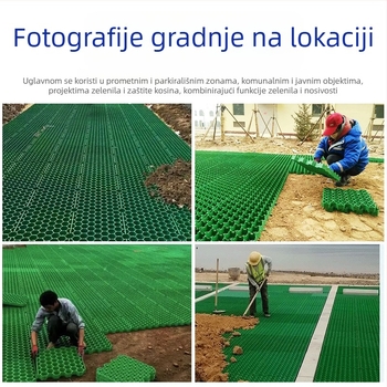 Siva plastična mreža za sadnju travnjaka na padinama, 5 cm, ravni rub, pogodna za parkirališta