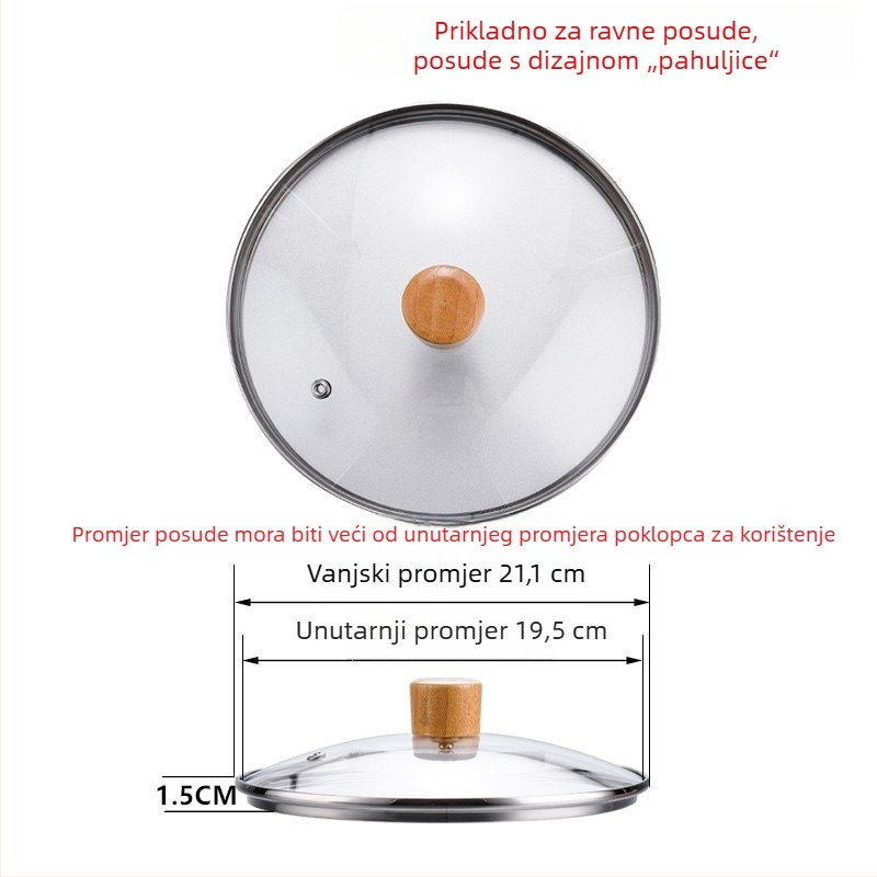 Poklopac od kaljenog stakla za lonac – univerzalni proziran poklopac za wok i tavu