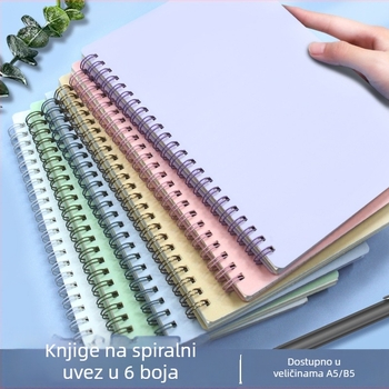 Morandi pastelno prozirni PP poslovni bilježnica s bočnim otvaranjem, prazne i linirane stranice, format A5/B5, za pripremu ispita