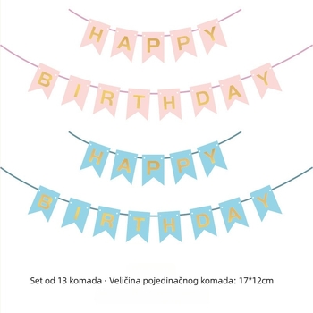 Banner s natpisom Happy Birthday, zlatna folija, u obliku riblje rep, zidna dekoracija za proslavu