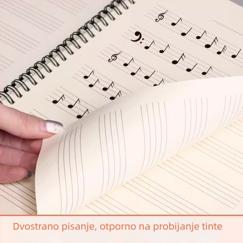 Notna knjiga s pet linija, širokim razmacem, profesionalni notes za klavir za učenike i početnike, priručnik za vježbanje glazbe, izdanje u velikim količinama