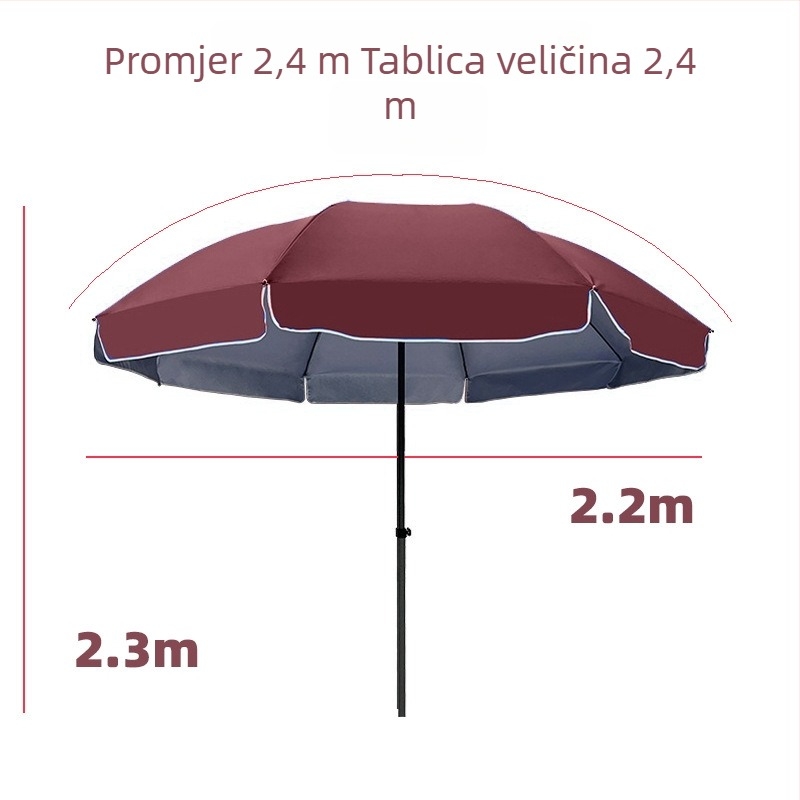 Vanjski okrugli kišobran za sunce, veliki kišobran za sjen, kišobran za zaštitu od sunca za štandove, veliki sklopivi vrtni kišobran, reklamni kišobran na veliko