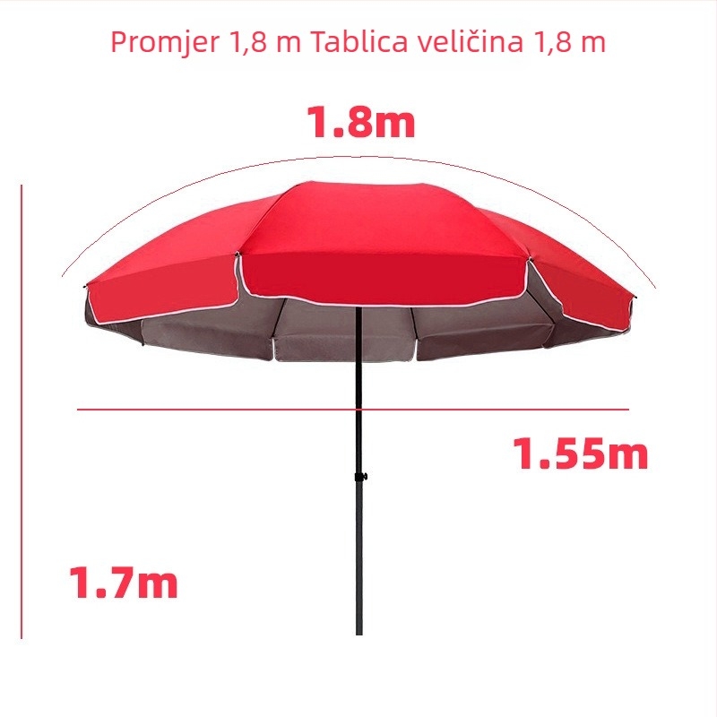 Vanjski okrugli kišobran za sunce, veliki kišobran za sjen, kišobran za zaštitu od sunca za štandove, veliki sklopivi vrtni kišobran, reklamni kišobran na veliko