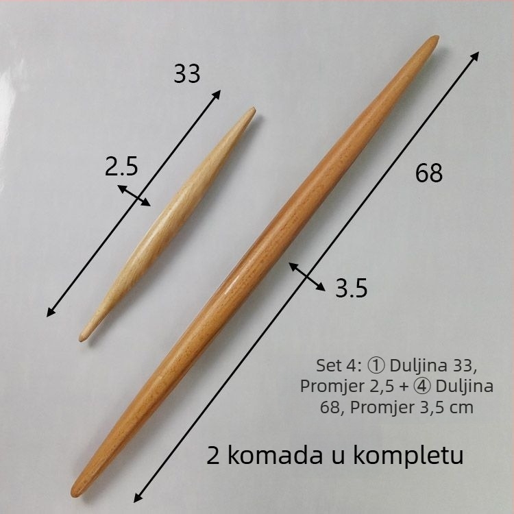 Valjak za tijesto s dvostrano oštrim završcima, deblji