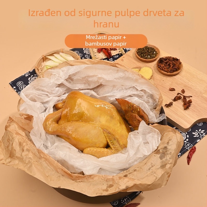 Hrana-kvalitetan papir za omotavanje soljene pečene piletine, papir od bambusovih izdanka, gaz papir, uljni papir, Jade Buckle Paper