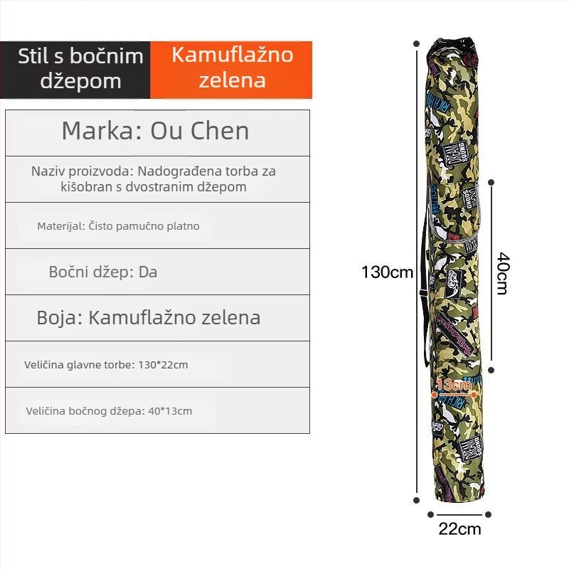 Torba za ribolov s odjeljkom za kišobran i štap, vodootporna, velika kapaciteta, crossbody naramenica